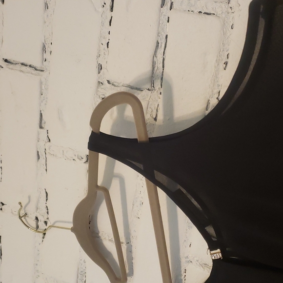 Sheer sleeveless blouse with front back and side slit & gem/gold small buckle - Picture 3 of 6